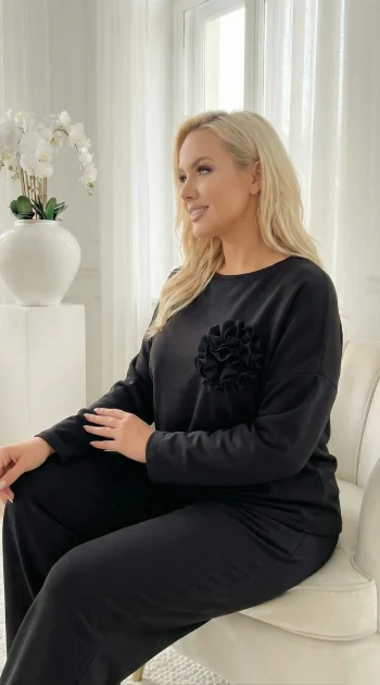 compleu-dama-negru-casual-cu-pantaloni-si-bluza-lejera