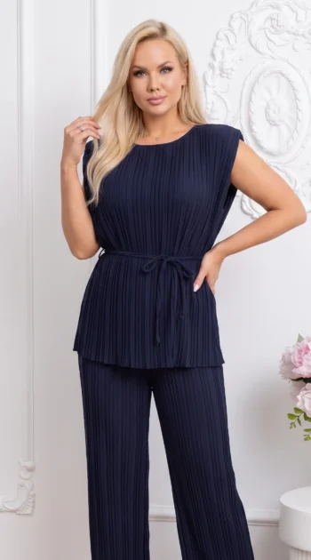 compleu-elegant-plisat-bleumarin-cu-cordon-in-talie