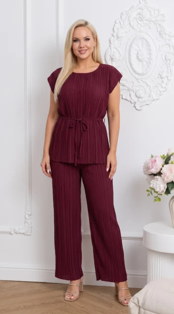 compleu-elegant-plisat-bordo-cu-cordon-in-talie
