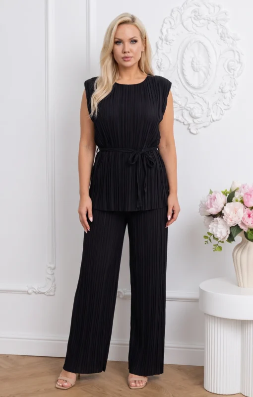 compleu-elegant-plisat-negru-cu-cordon-in-talie