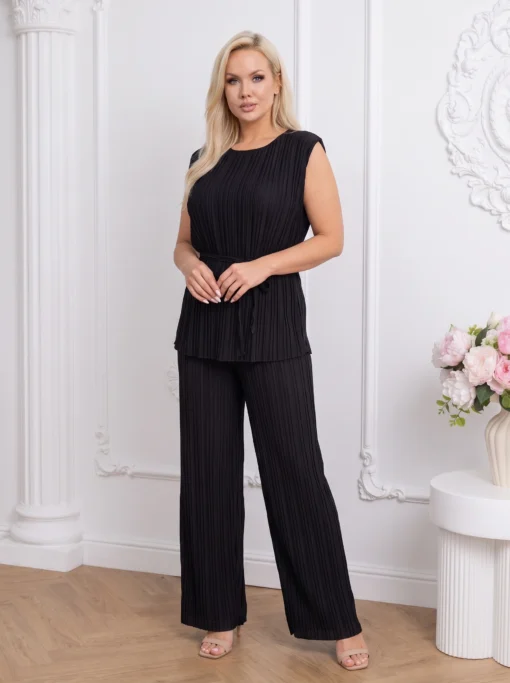 compleu-elegant-plisat-negru-cu-cordon-in-talie
