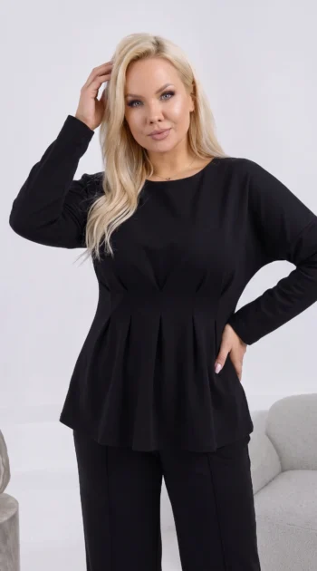 compleu-negru-elegant-cu-bluza-cambrata-si-funda-la-spate