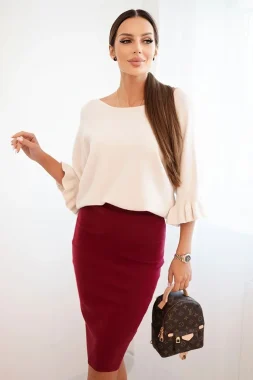 Fusta burgundy din tricot elastica