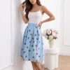 fusta-eleganta-bleu-cu-buline-si-talie-inalta