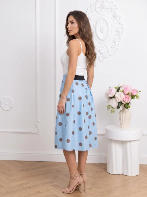 fusta-eleganta-bleu-cu-buline-si-talie-inalta