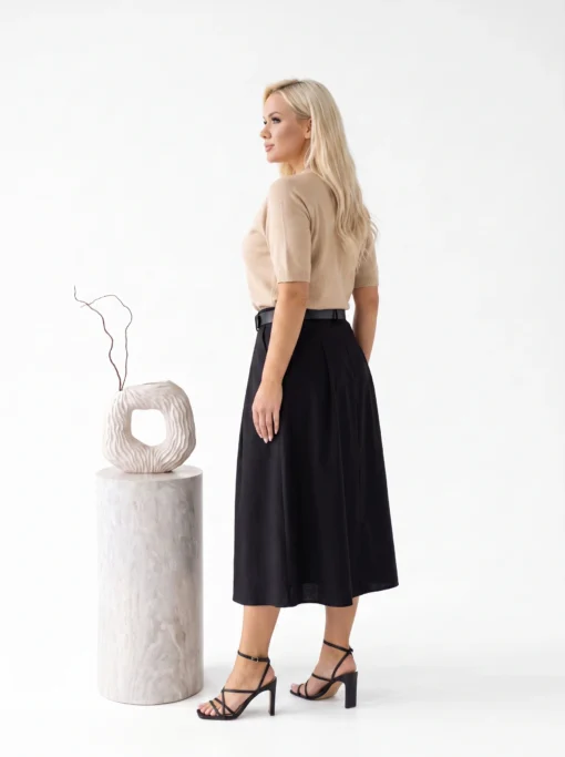 fusta-eleganta-din-stofa-cu-curea-si-talie-elastica