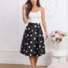 fusta-eleganta-neagra-cu-buline-si-talie-inalta
