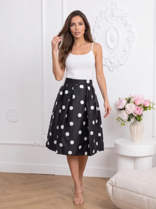 fusta-eleganta-neagra-cu-buline-si-talie-inalta