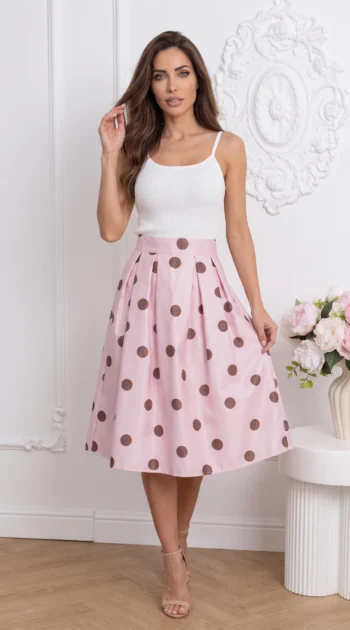 fusta-eleganta-roz-cu-buline-si-talie-inalta
