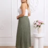 fusta-lunga-plisata-kaki-cu-talie-elastica