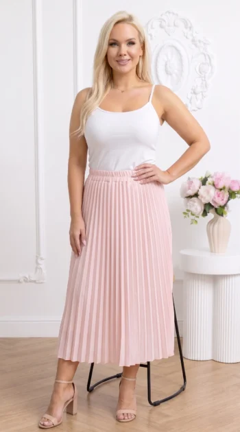 fusta-lunga-plisata-roz-cu-talie-elastica