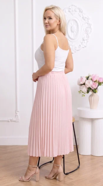 fusta-lunga-plisata-roz-cu-talie-elastica