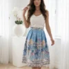 fusta-midi-bleu-cu-imprimeu-peisaj-mediteranean-si-talie-elastica