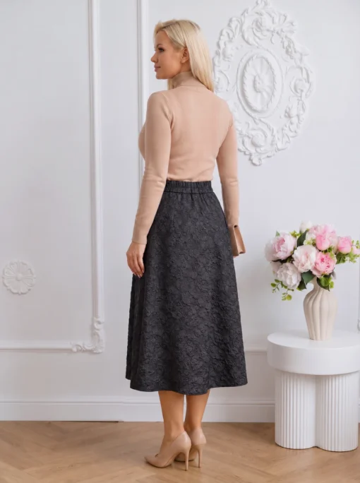 fusta-midi-clos-din-jacquard-texturat-cu-buzunare-laterale