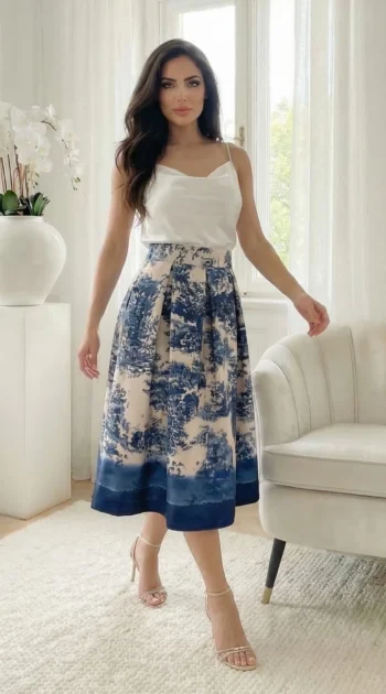 fusta-midi-eleganta-cu-imprimeu-floral-albastru