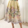 fusta-midi-galben-pai-cu-imprimeu-peisaj-mediteranean-si-talie-elastica