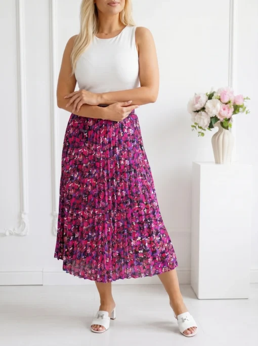 fusta-plisata-midi-cu-imprimeu-floral-multicolor-si-talie-elastica