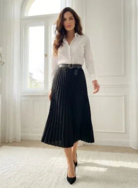 Fusta plisata neagra eleganta