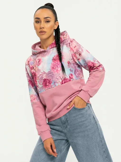 hanorac-roz-cu-gluga-si-imprimeu-floral