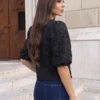jacheta-scurta-eleganta-din-jacquard-floral-cu-maneci-bufante