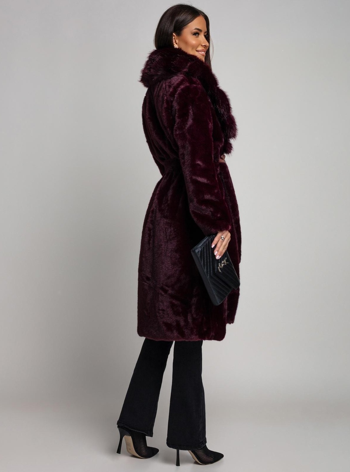 Palton burgundy elegant din blan... - 2 | YEO