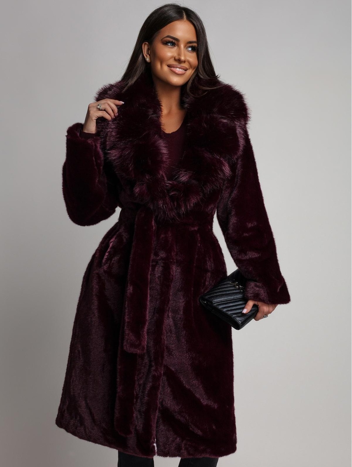 Palton burgundy elegant din blan... - 1 | YEO