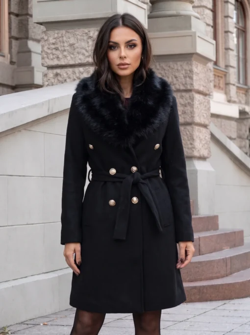 palton-elegant-cu-guler-bogat-din-blana-si-cordon-in-talie