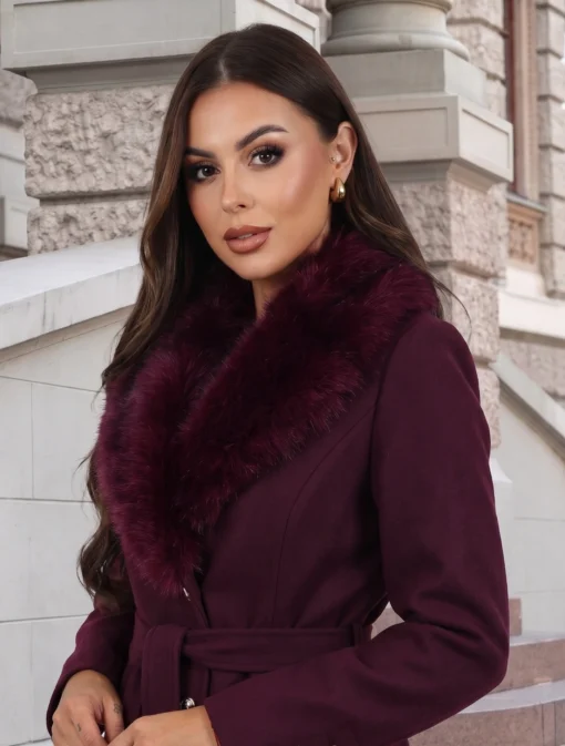 palton-elegant-cu-guler-bogat-din-blana-si-cordon-in-talie