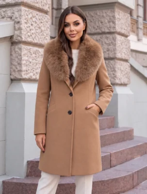 Palton elegant cu guler din blanita