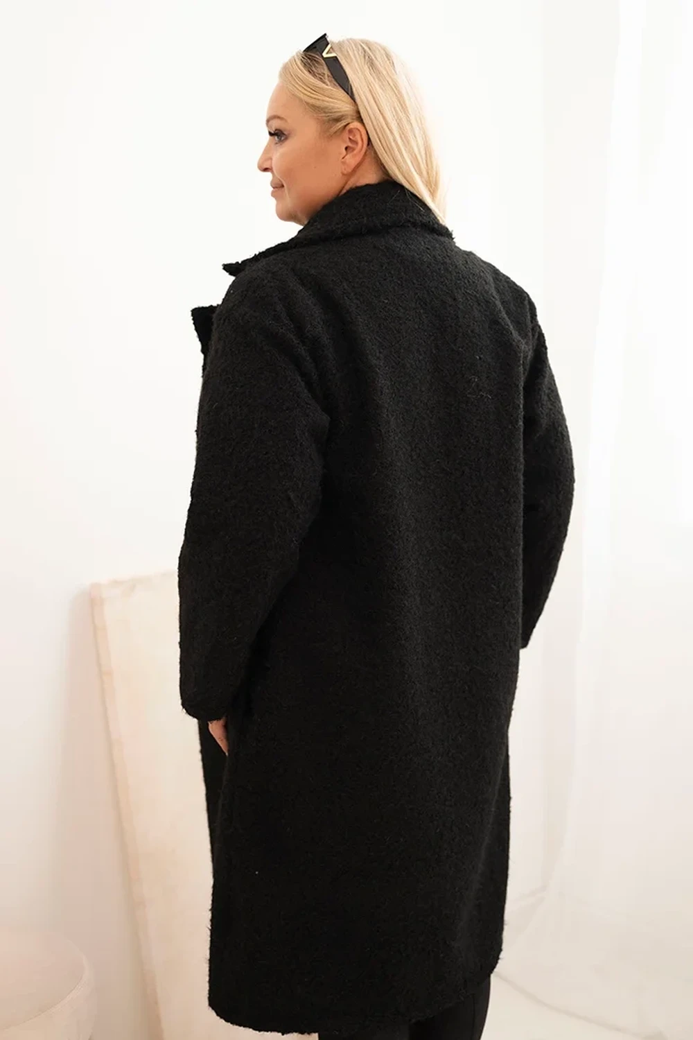 Palton negru elegant marime mare... - 2 | YEO