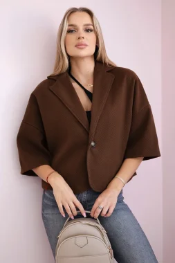 Palton Roman Brown, oversize cu mâneci trei sferturi