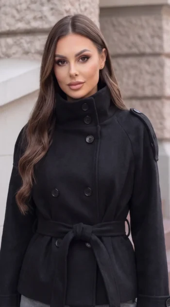 palton-scurt-elegant-din-stofa-fina-cu-guler-inalt-si-cordon-in-talie