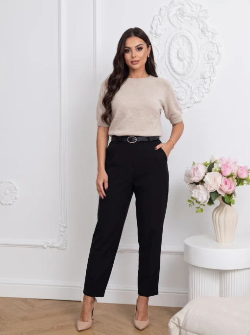 pantaloni-cu-croi-conic-talie-inalta-si-curea