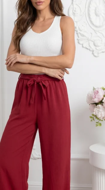 pantaloni-dama-evazati-bordo-cu-cordon-si-talie-elastica