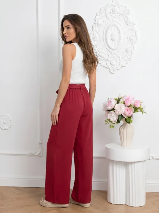 pantaloni-dama-evazati-bordo-cu-cordon-si-talie-elastica