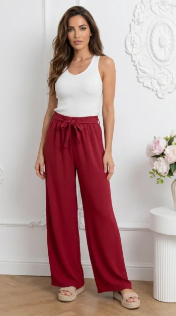 pantaloni-dama-evazati-bordo-cu-cordon-si-talie-elastica