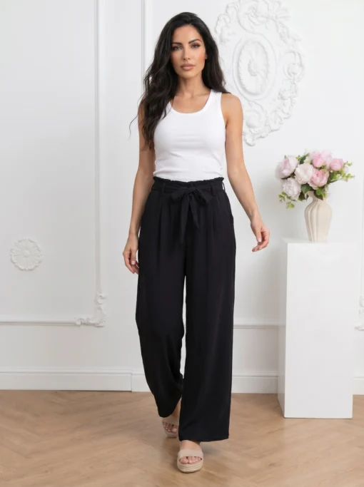 pantaloni-dama-evazati-negri-cu-cordon-si-talie-elastica