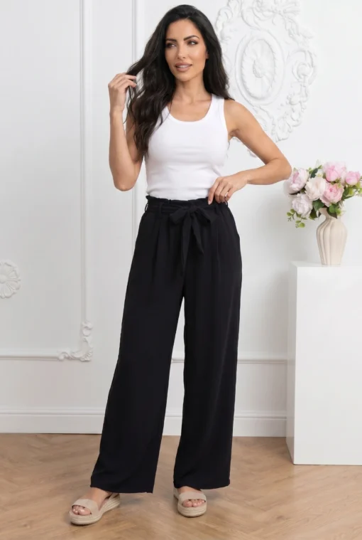 pantaloni-dama-evazati-negri-cu-cordon-si-talie-elastica