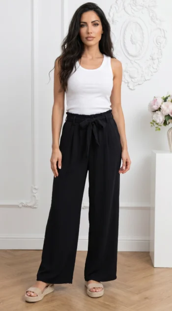 pantaloni-dama-evazati-negri-cu-cordon-si-talie-elastica