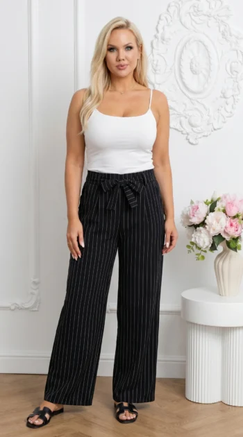 pantaloni-dama-lungi-wide-leg-negri-cu-dungi-fine-talie-elastica-si-cordon