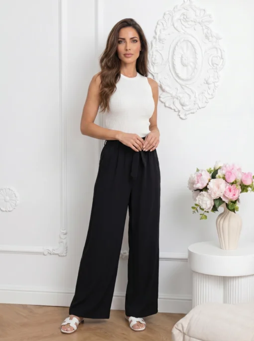 pantaloni-dama-negri-lungi-wide-leg-cu-talie-elastica-si-cordon