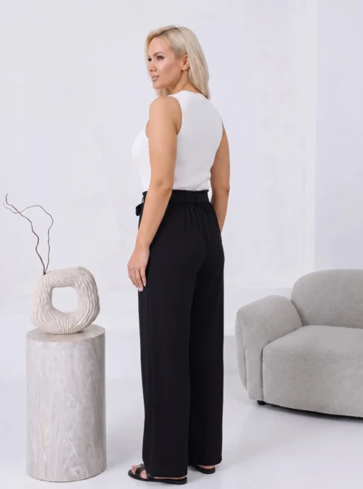 pantaloni-dama-negri-lungi-wide-leg-cu-talie-elastica-si-cordon