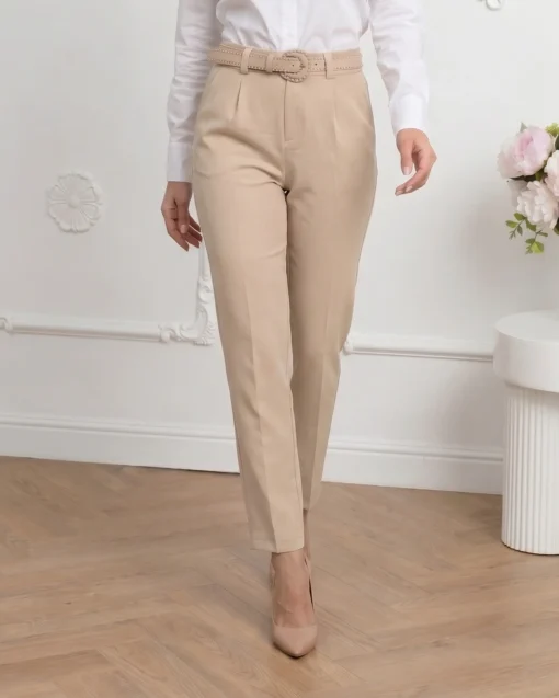 pantaloni-eleganti-conici-cu-curea-decorativa-si-talie-inalta