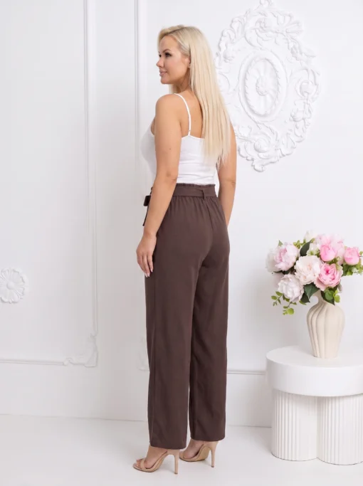 pantaloni-eleganti-maro-cu-talie-inalta-si-cordon