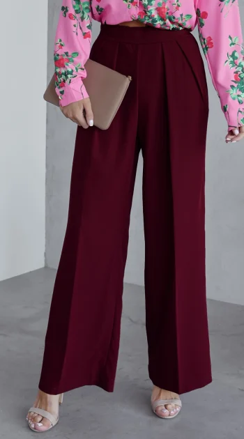 pantaloni-evazati-eleganti-cu-talie-inalta-elastica-burgundy