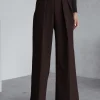 pantaloni-evazati-eleganti-cu-talie-inalta-elastica-maro-ciocolatiu