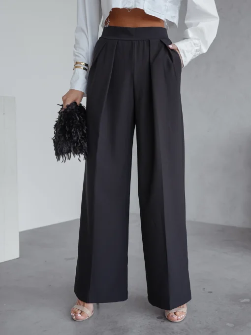pantaloni-evazati-eleganti-cu-talie-inalta-elastica-negri