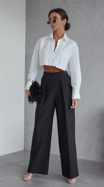 pantaloni-evazati-eleganti-cu-talie-inalta-elastica-negri