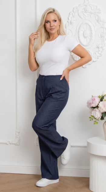 pantaloni-lejeri-cu-talie-elastica-si-pense-sm-albastru-inchis