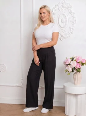 Pantaloni lejeri cu talie elastica si pense